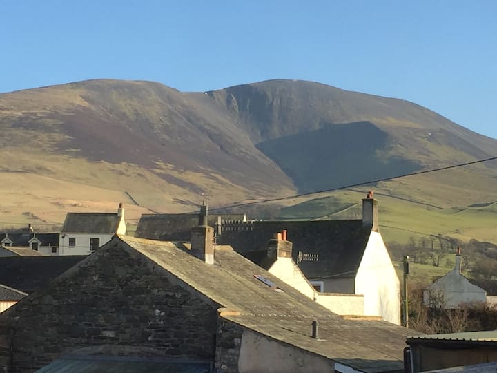 A February view of Skiddaw Mountain - the 4th highest in the Lake District - can be seen from the window in the dining area