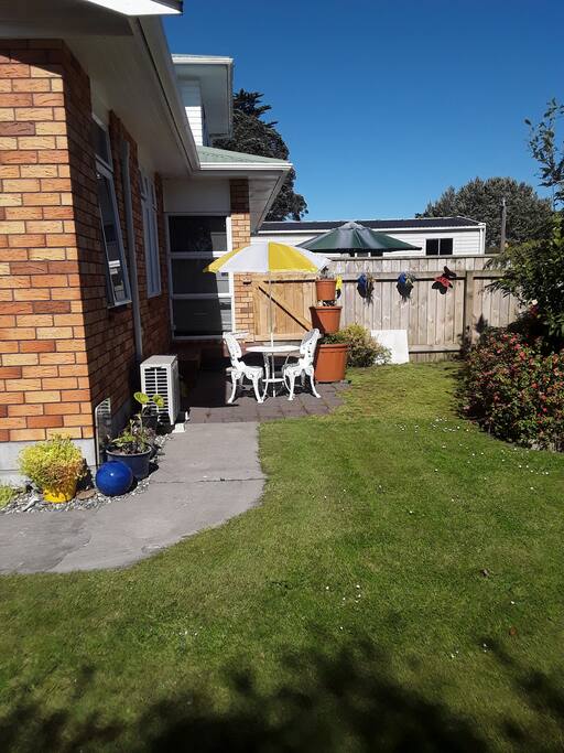 lovely area to sit in the sun . Enjoy the sound of the birds , while having a glass of wine