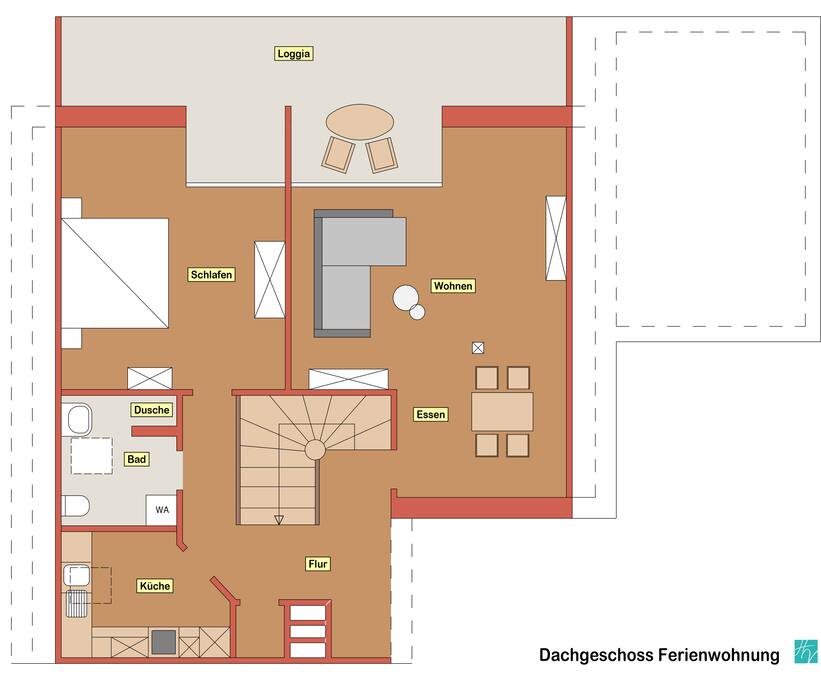Grundriss Apartment mit Loggia