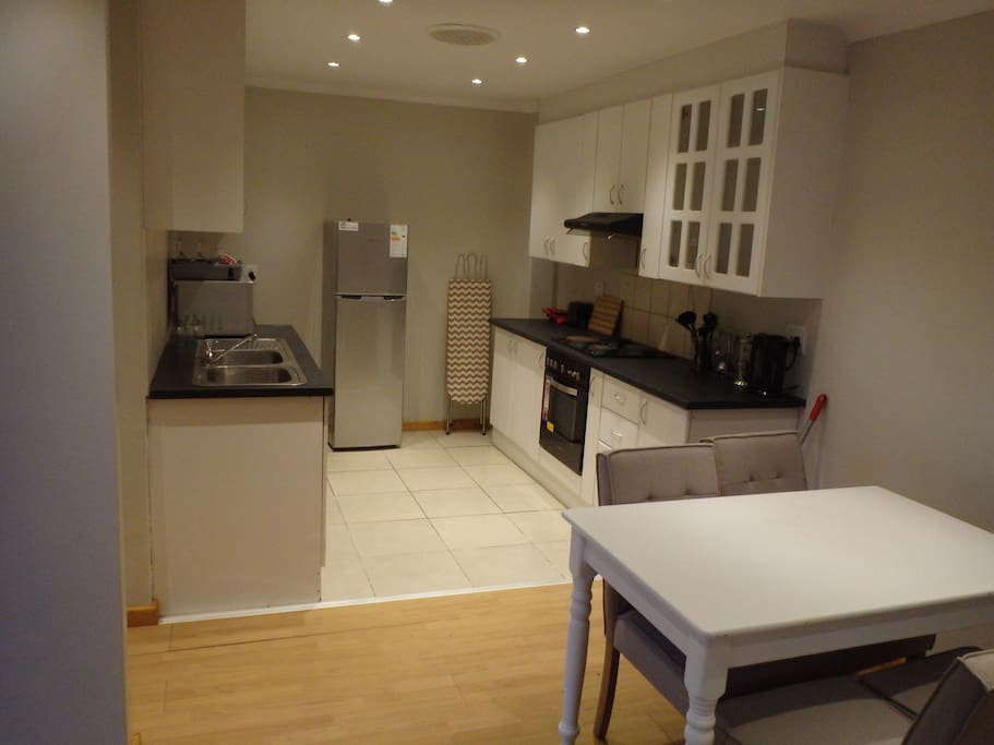 All new appliances in the kitchen and a comfortable table for four.