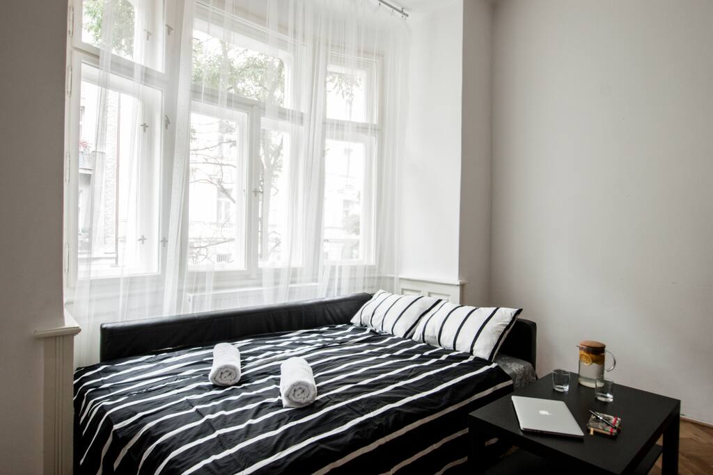 Comfortable double bed for guests in private room