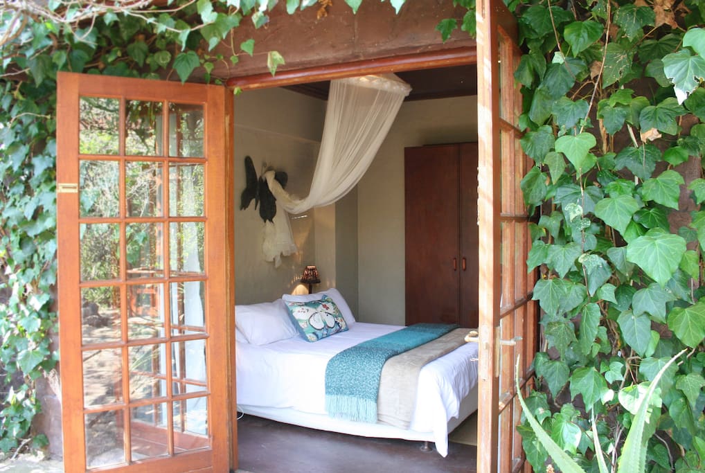 One of the 4 bedrooms. Milkwood Cottage sleeps 8 comfortably.