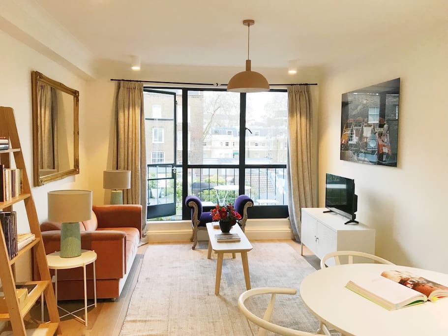 The living room and terrace