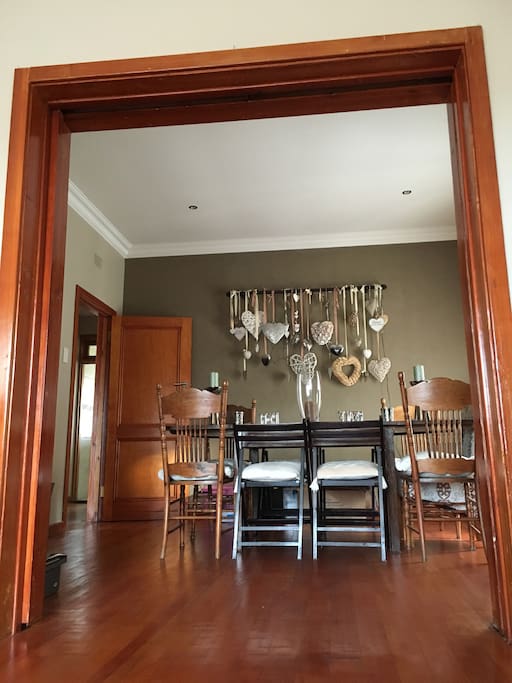A view of the dining room for guests' use during their stay.