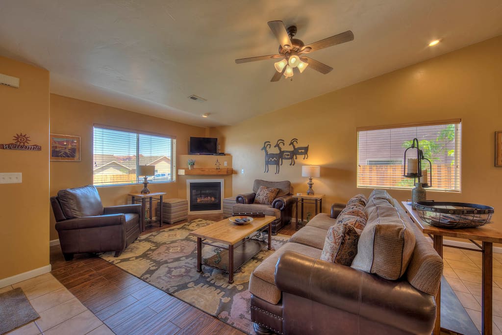 Comfortable family, living, gathering spaces.