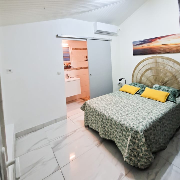 Bedroom 2 with comfortable double bed, air conditioning, bathroom and private toilet

