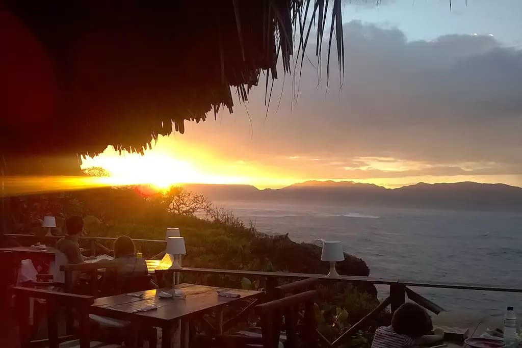 Romantic sunset at the restaurant