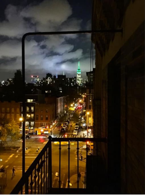 Cloudy night view from the fire escape! (Empire State Building in the background)