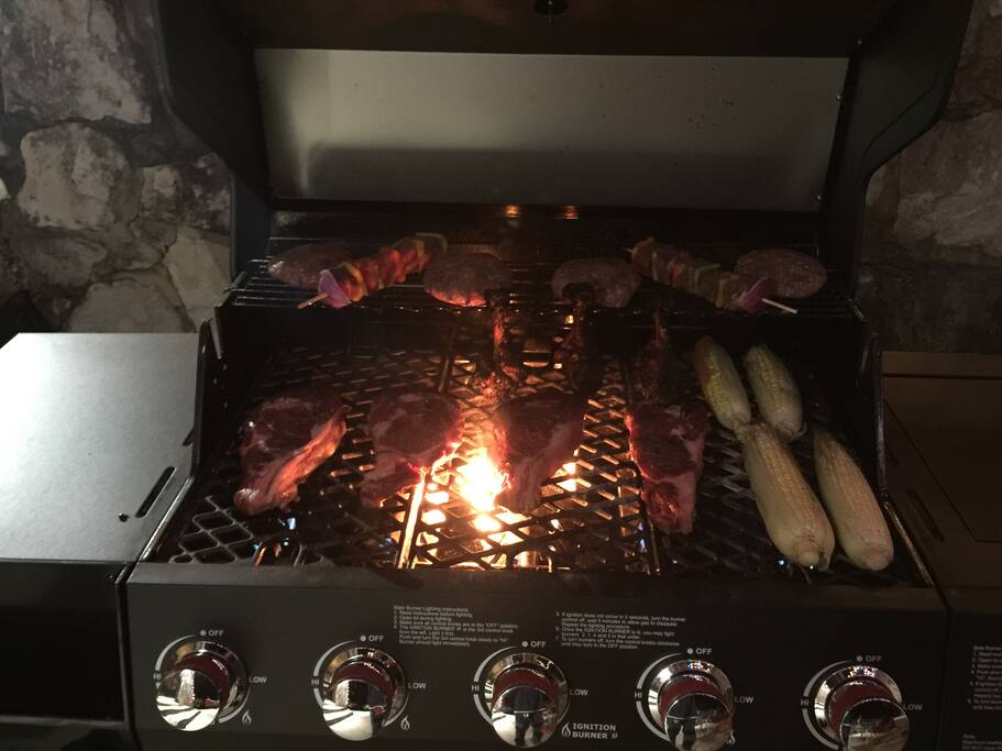 Grilling on outside gas grill
