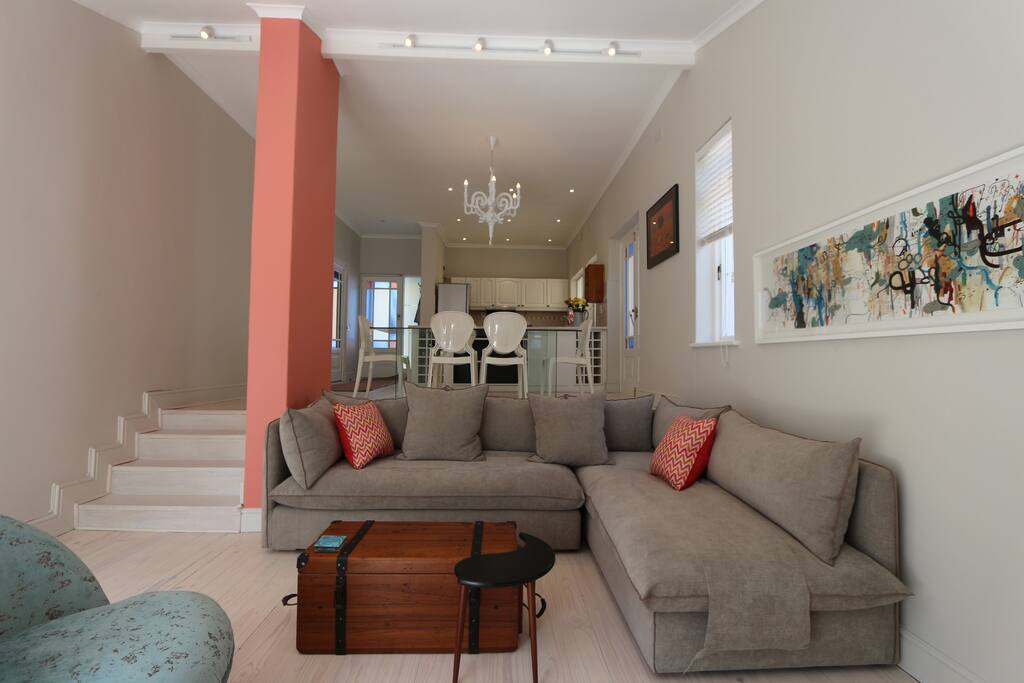Open-plan living, dining, cooking