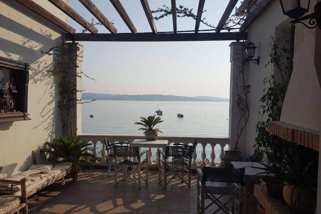 The patio area