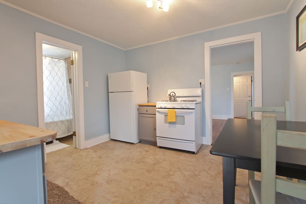 Spacious kitchen with room for dinning.