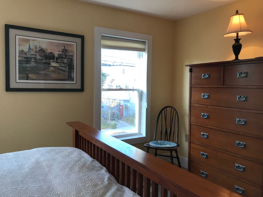 The Sunset room has three large windows and overlooks Market Street