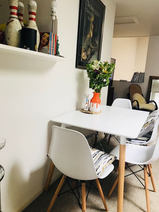 Small dining in open plan kitchen and lounge