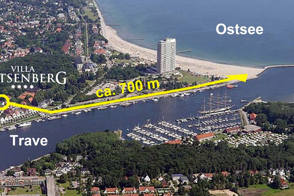 Nur 700 m entfernt vom Strand liegt unsere Villa Lotsenberg