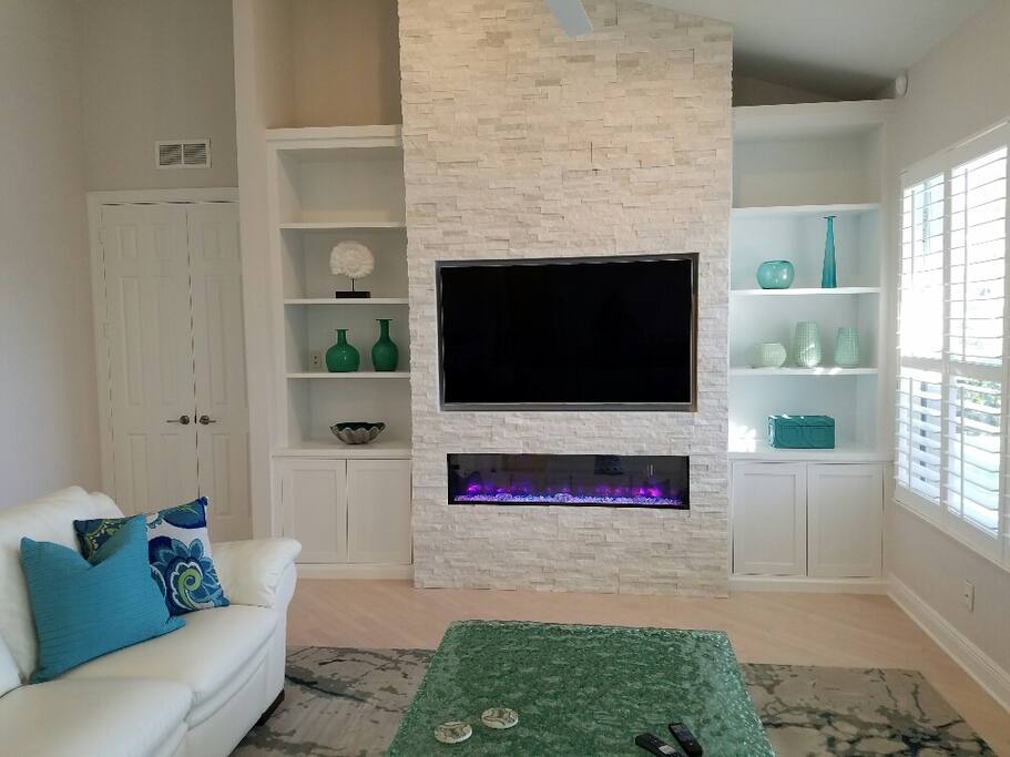 New smart TV and electric fireplace