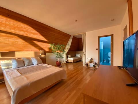 Separate entrance loft, 3 rooms with bathrooms, living room