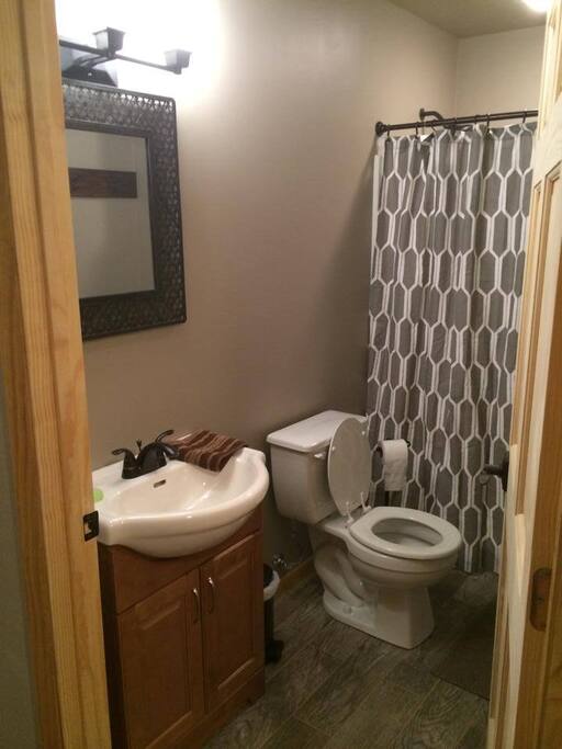 Two bathrooms with showers.