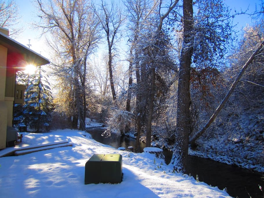 Wintertime view of Trail Creek from the deck.