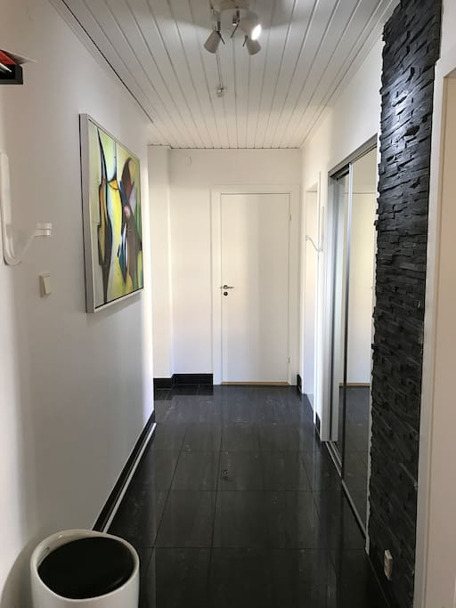 Hall to the living room and bathroom