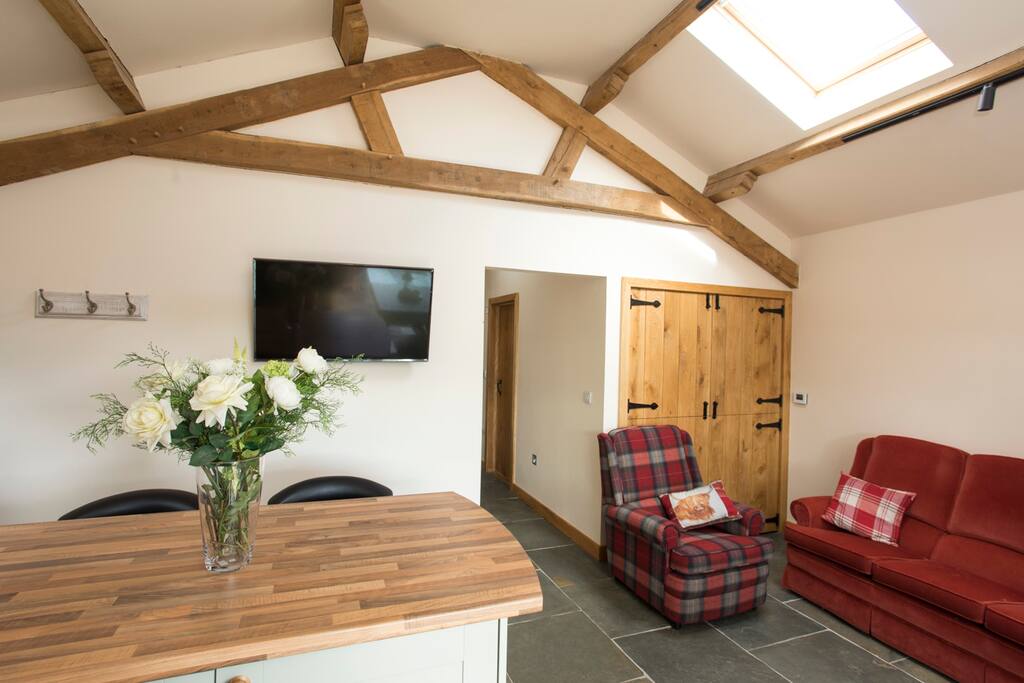 Lounge area with open fire