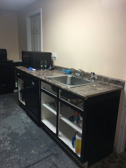 Kitchen and microwave