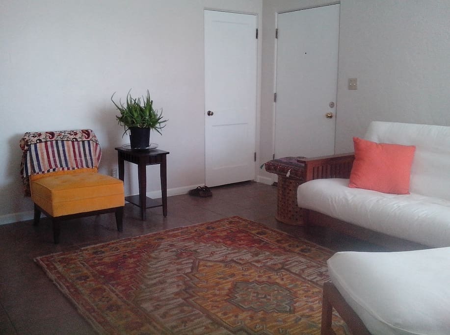 living room and front door