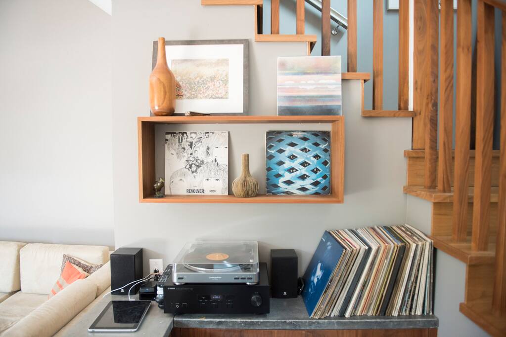 Vinyl sound system.