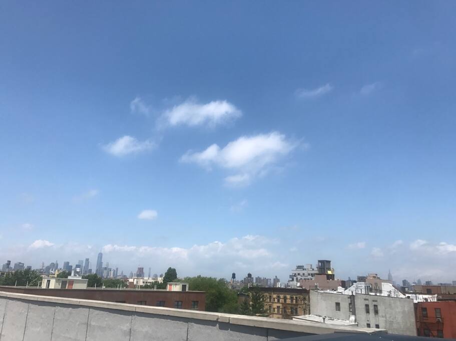 city skyline views from front roofdeck off bedroom