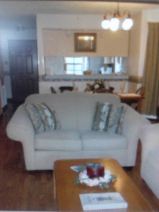 Living Room Area with Kitchen Breakfast Bar