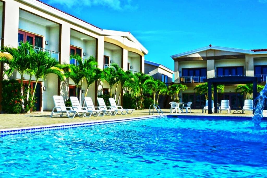 The Big Pool. One of 2 Pools In Aruba Breeze Condo Hotel.
