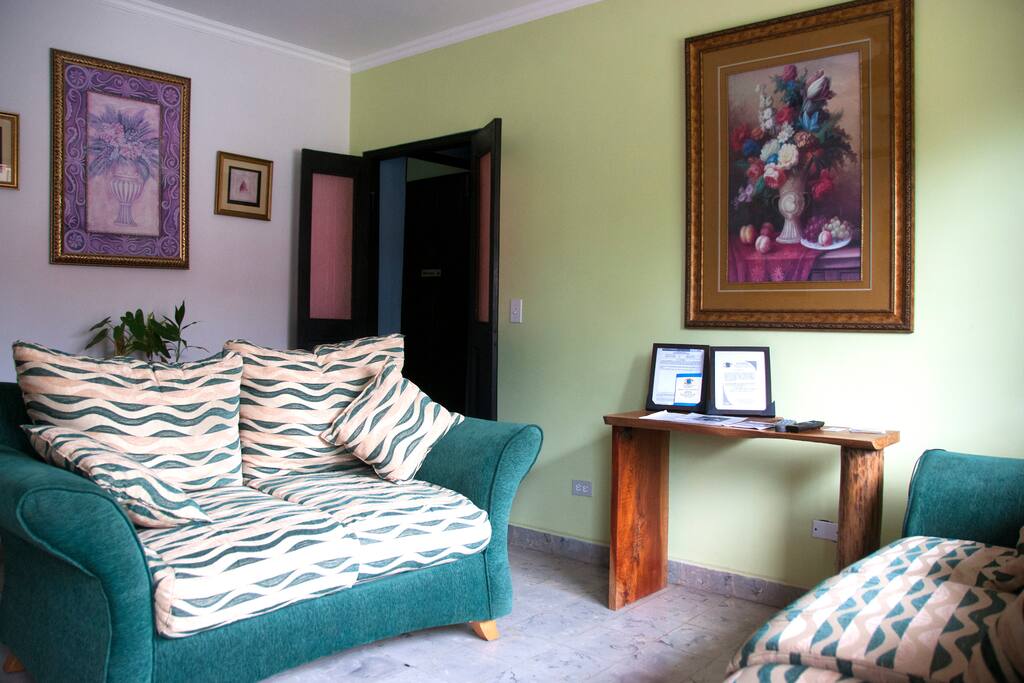 Inside living room comfort just outside of rooms #1-3