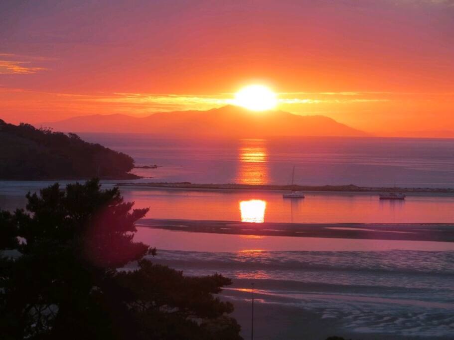 Sunrise from our property overlooking Ti Point and the Coromandel in the distance