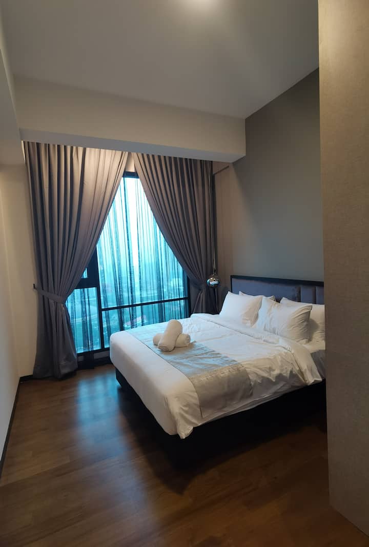 俯瞰吉隆坡天际线的宽敞卧室-吉隆坡118、双子塔、独立体育场