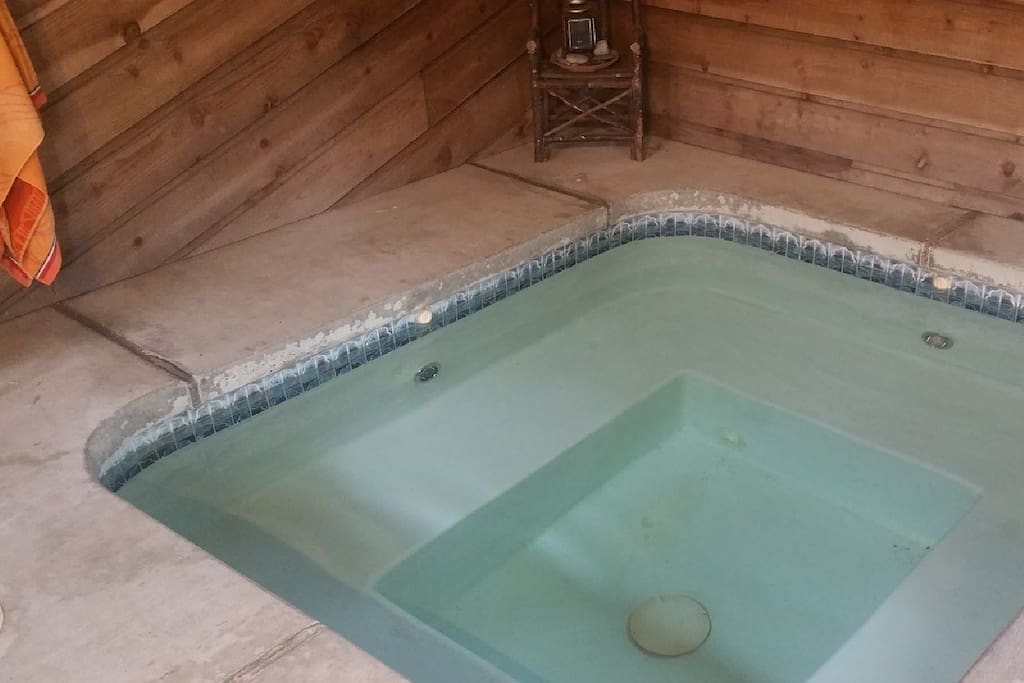 step down into the hot tub