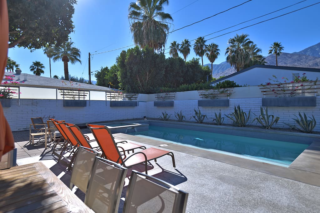 POOL AND POOL DECK - DEEPWELL MIDCENTURY BUTTERFLY - PALM SPRINGS VACATION RENTAL POOL HOME