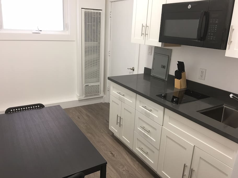 Kitchen area and dining table