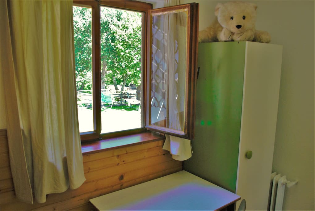 Room for one person on the first floor has a beautiful view from the window on the mountain range Karavanke Julian Alps