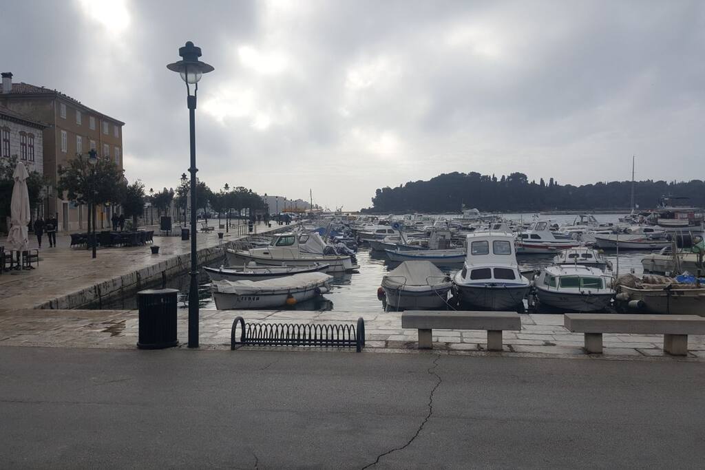 Sea side of City of Rovinj under minute of walk from apartment and where are numerous terraces just meter from sea side.