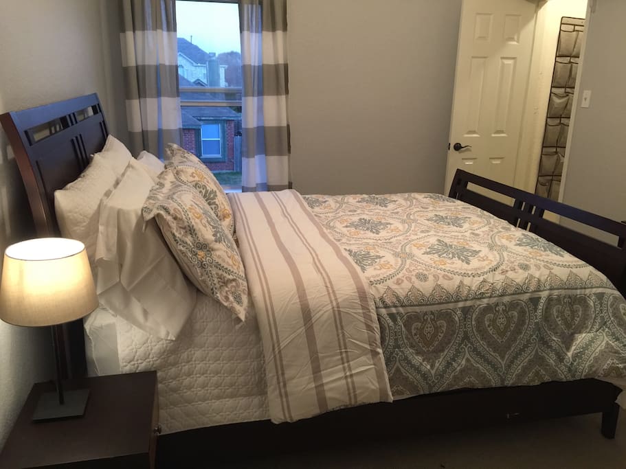 Walk in closet and a full dresser to the right. You will have hangers and shelves for your convenience.