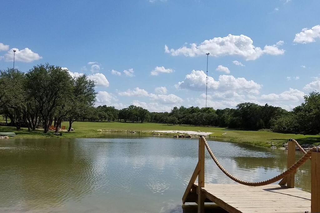 Stay cool and dangle your feet in the pond.
