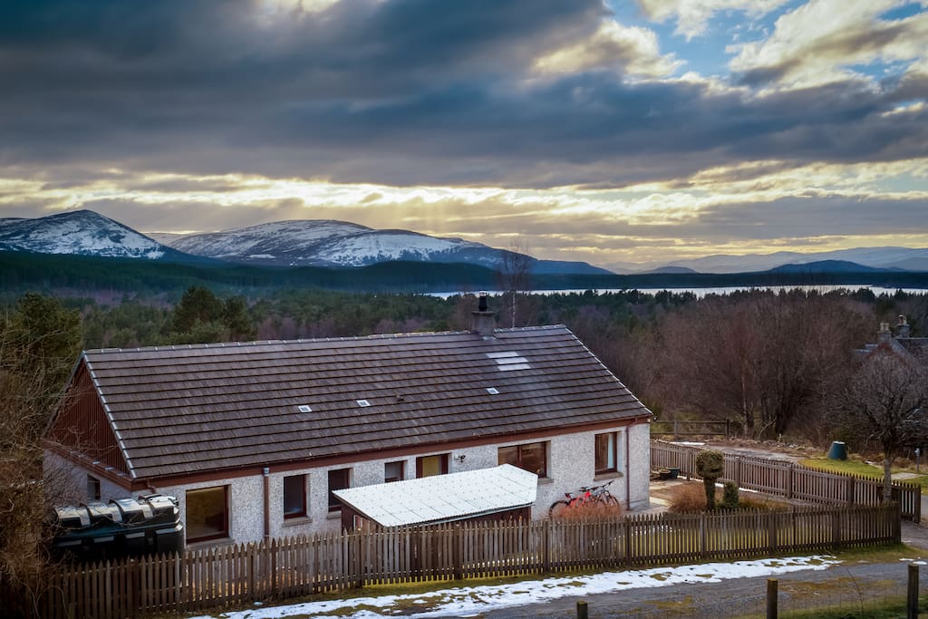View from the back of Cairn Eilrig over to Loch Morlich and the mountains beyond