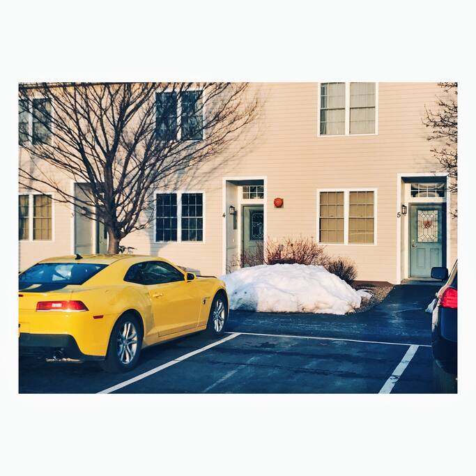 Front door with parking