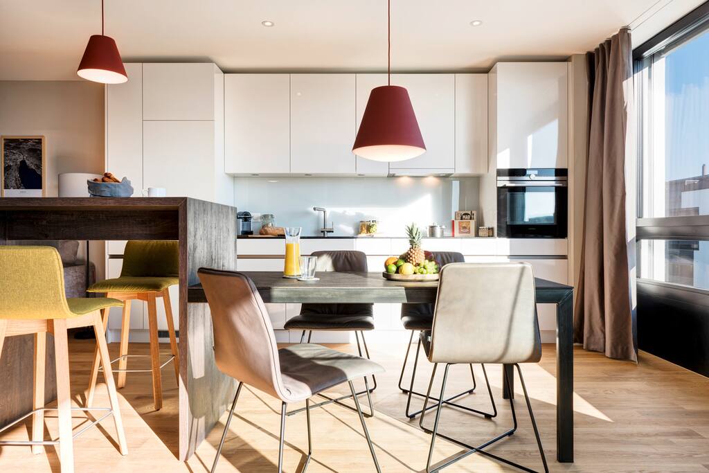 Kitchen and Dining Area with Bar