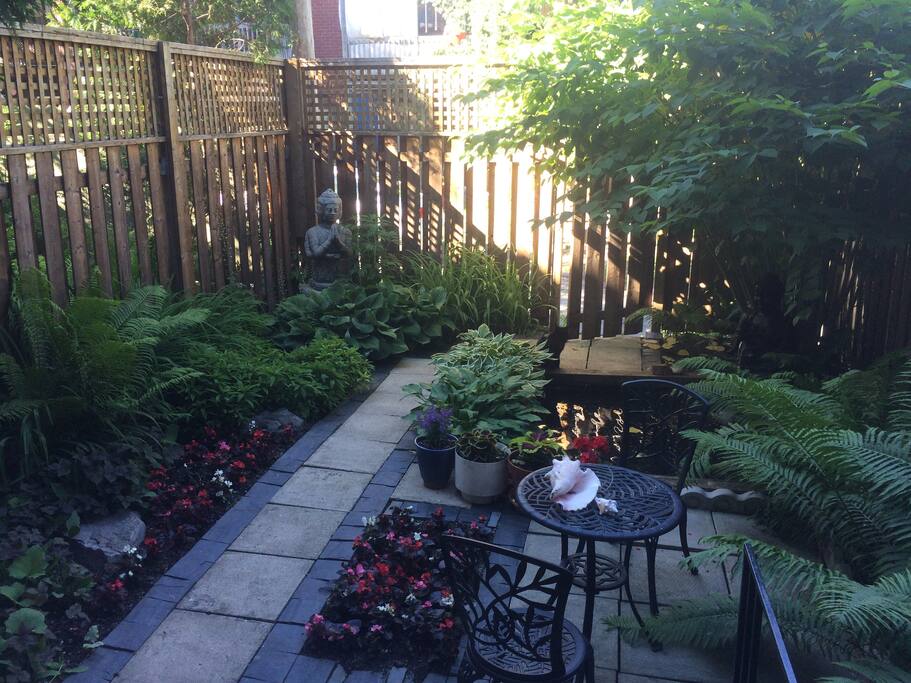 Enchanting garden with water feature