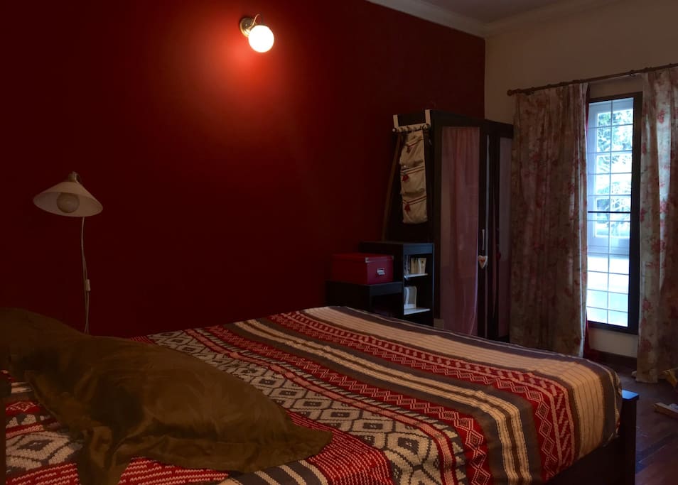 Crimson Room (2-3 guests): Just painted, brand new aircon and newly upgraded room with adjoining bathroom. A queen-sized bed with the option to have a floor mattress (single).