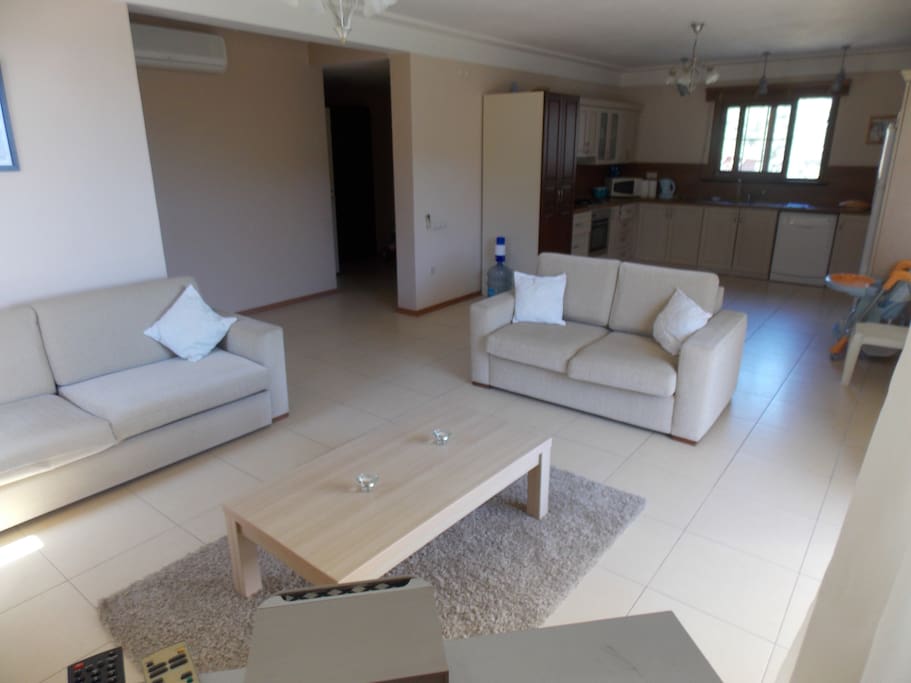 open plan living room and kitchen