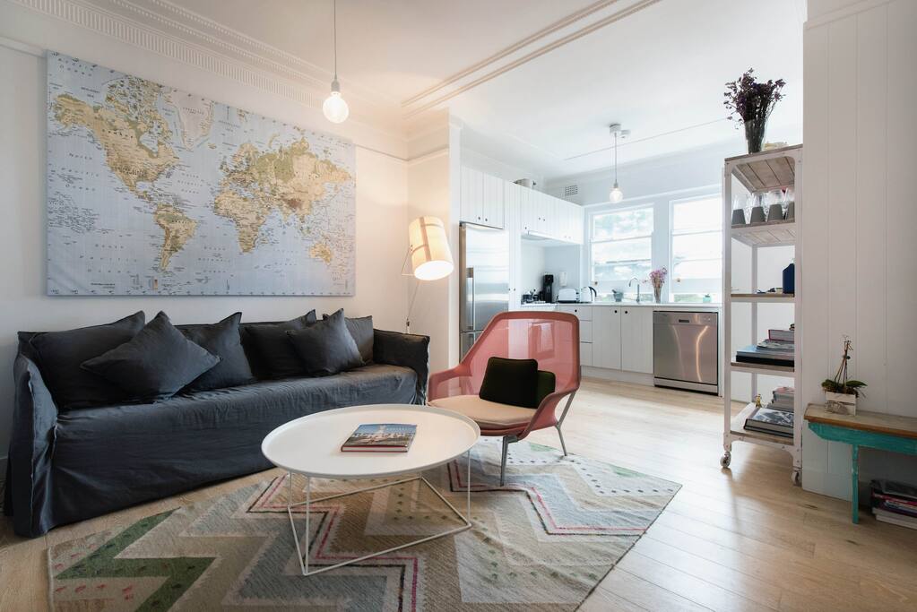 Living area with comfy modern furniture