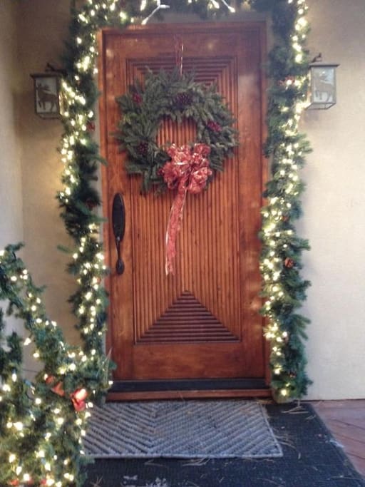 Front Door Decorated For Christmas