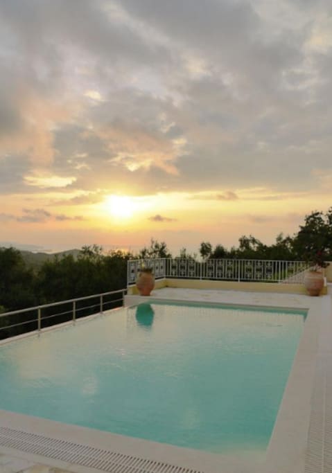 Private infinity pool at sunset